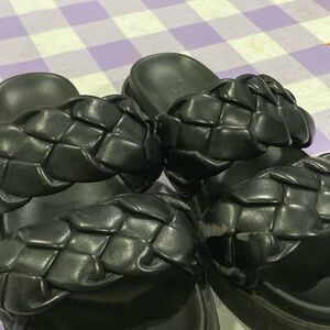 Black Woven man made  slip on - Black